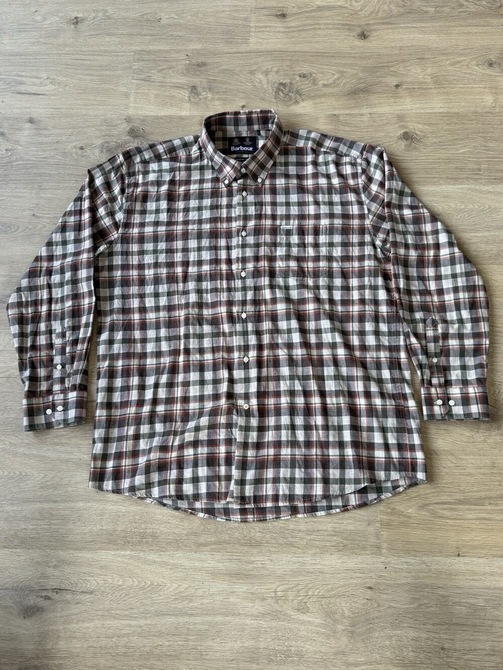 Barbour Shirt Mens 3XL Green Plaid Check Button Down Long Sleeve Casual Luxury